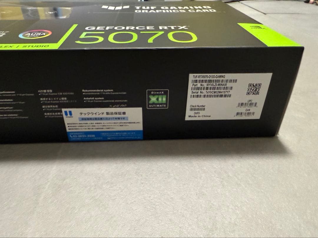 ASUS TUFGAMING GEFORCE RTX5070 グラフィックボード