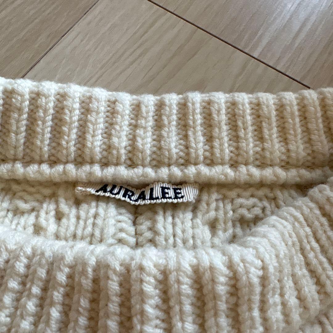 AURALEE アイボリー ケーブルニットベスト