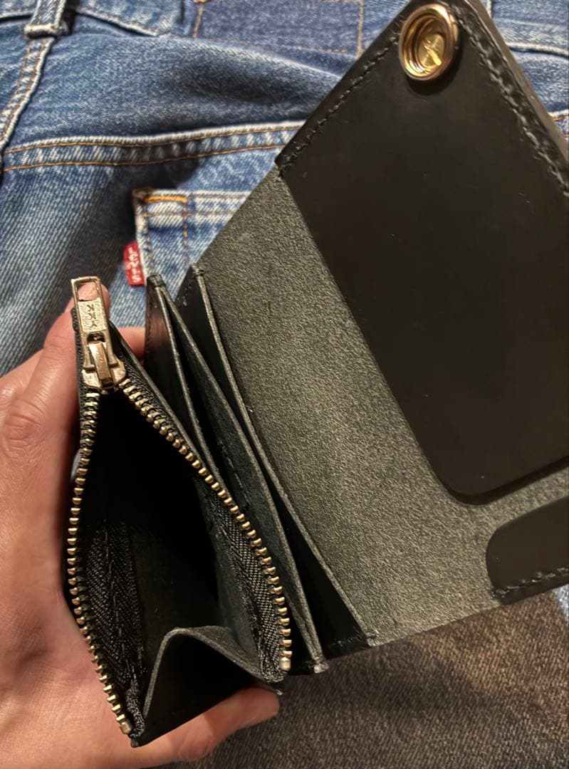 トラッカーウォレット　ショートサイズ　シルバー925クロスボールコンチョカスタム