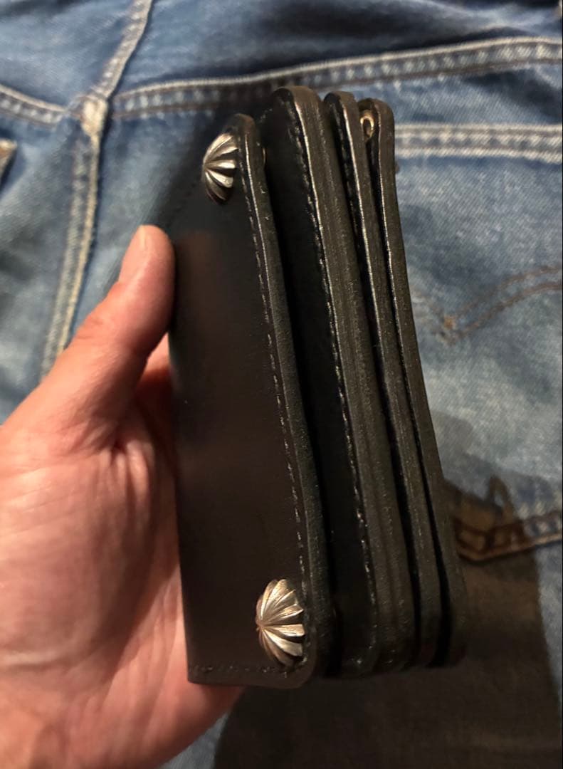 トラッカーウォレット　ショートサイズ　シルバー925クロスボールコンチョカスタム