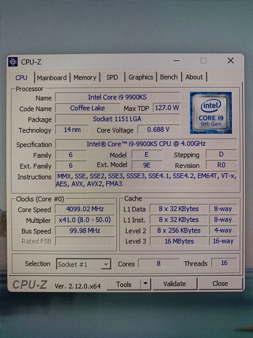 CPU Intel Core i9-9900KS *動作良好*