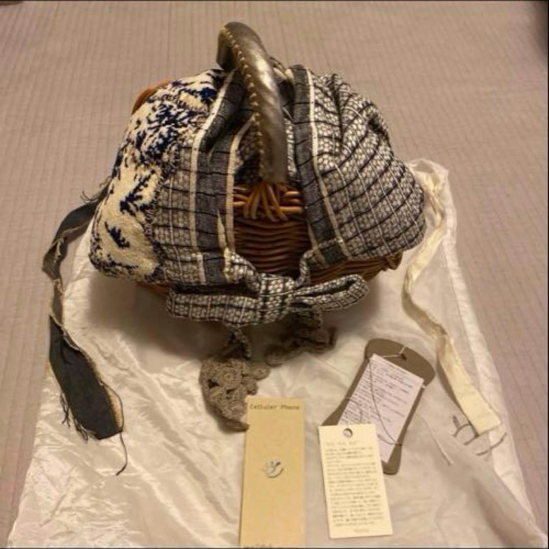 エバゴス×ウサギ プゥ トワ 限定 紅藤 シェニール織りパッチワーク カゴバッグ