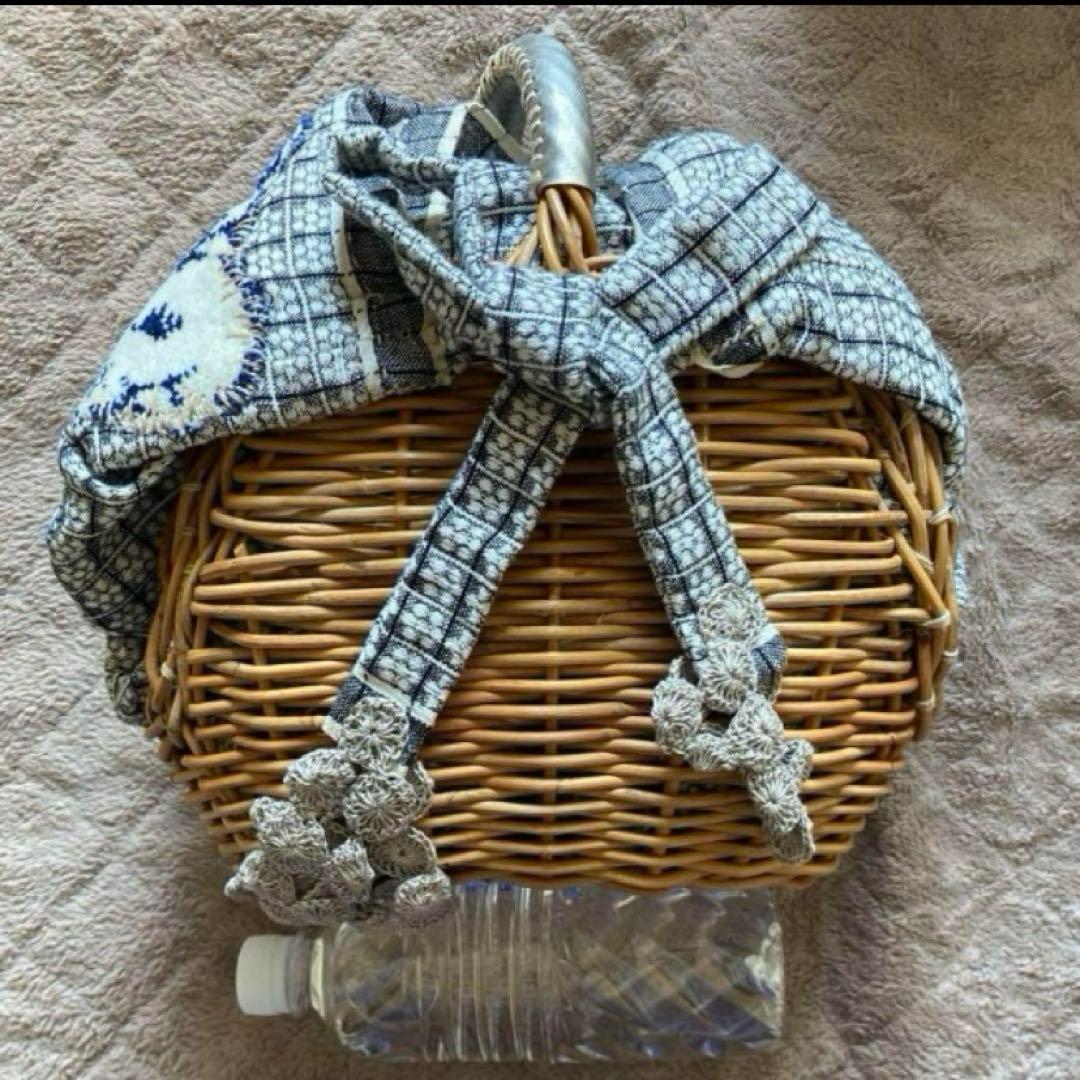 エバゴス×ウサギ プゥ トワ 限定 紅藤 シェニール織りパッチワーク カゴバッグ