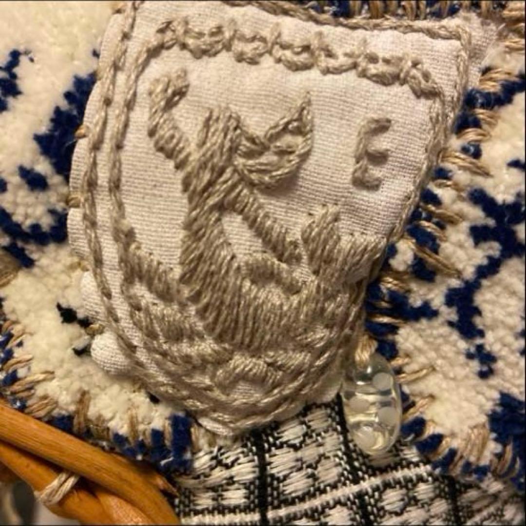 エバゴス×ウサギ プゥ トワ 限定 紅藤 シェニール織りパッチワーク カゴバッグ