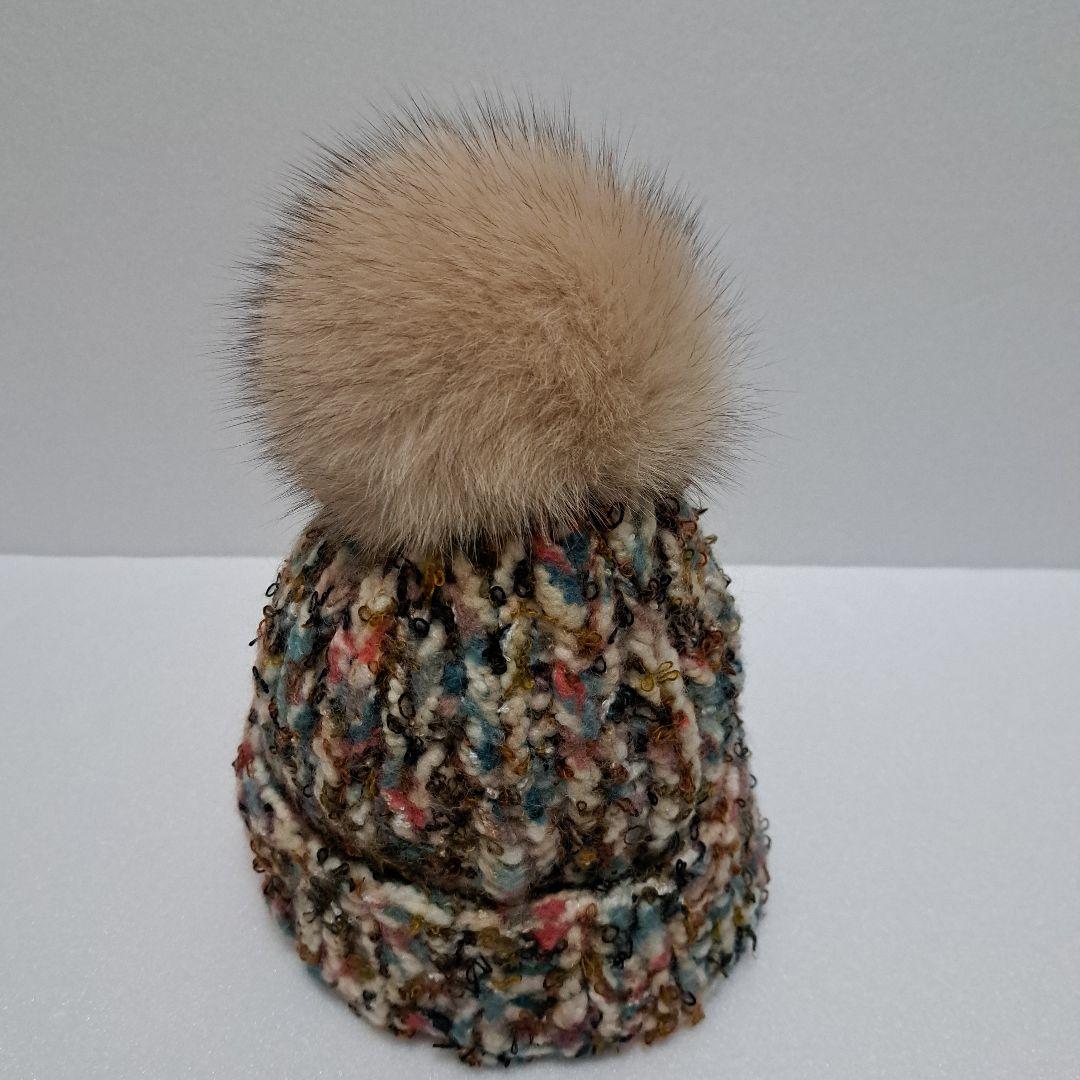 CA4LA フォックスファー　ニット帽　マルチカラー COCOOMO