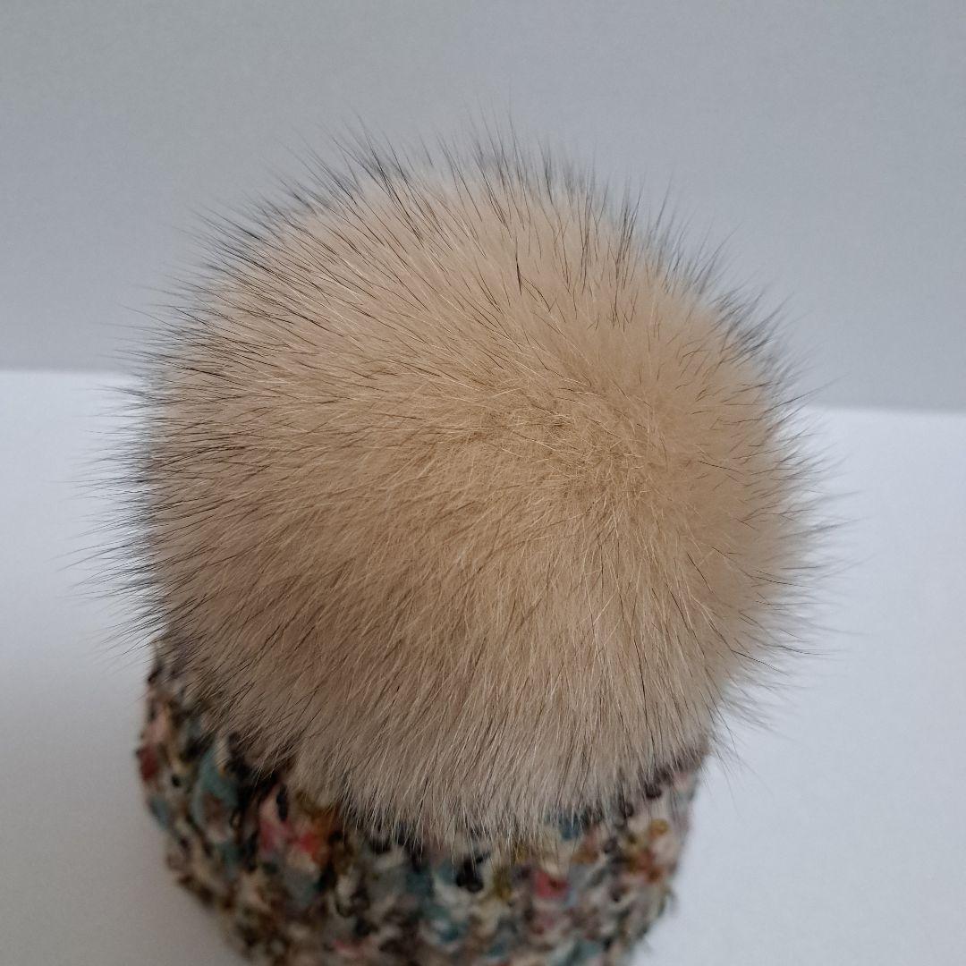 CA4LA フォックスファー　ニット帽　マルチカラー COCOOMO