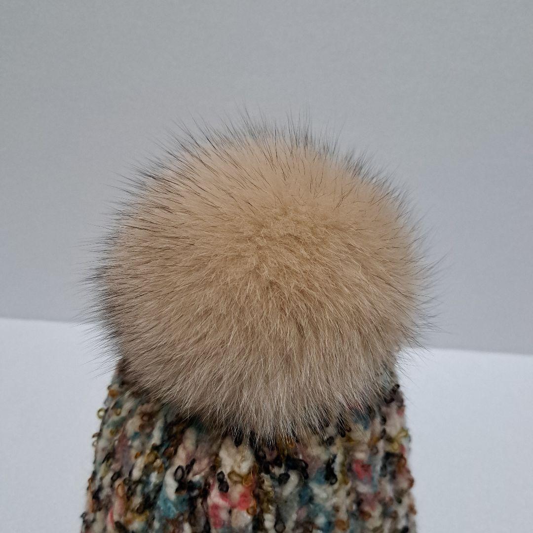 CA4LA フォックスファー　ニット帽　マルチカラー COCOOMO