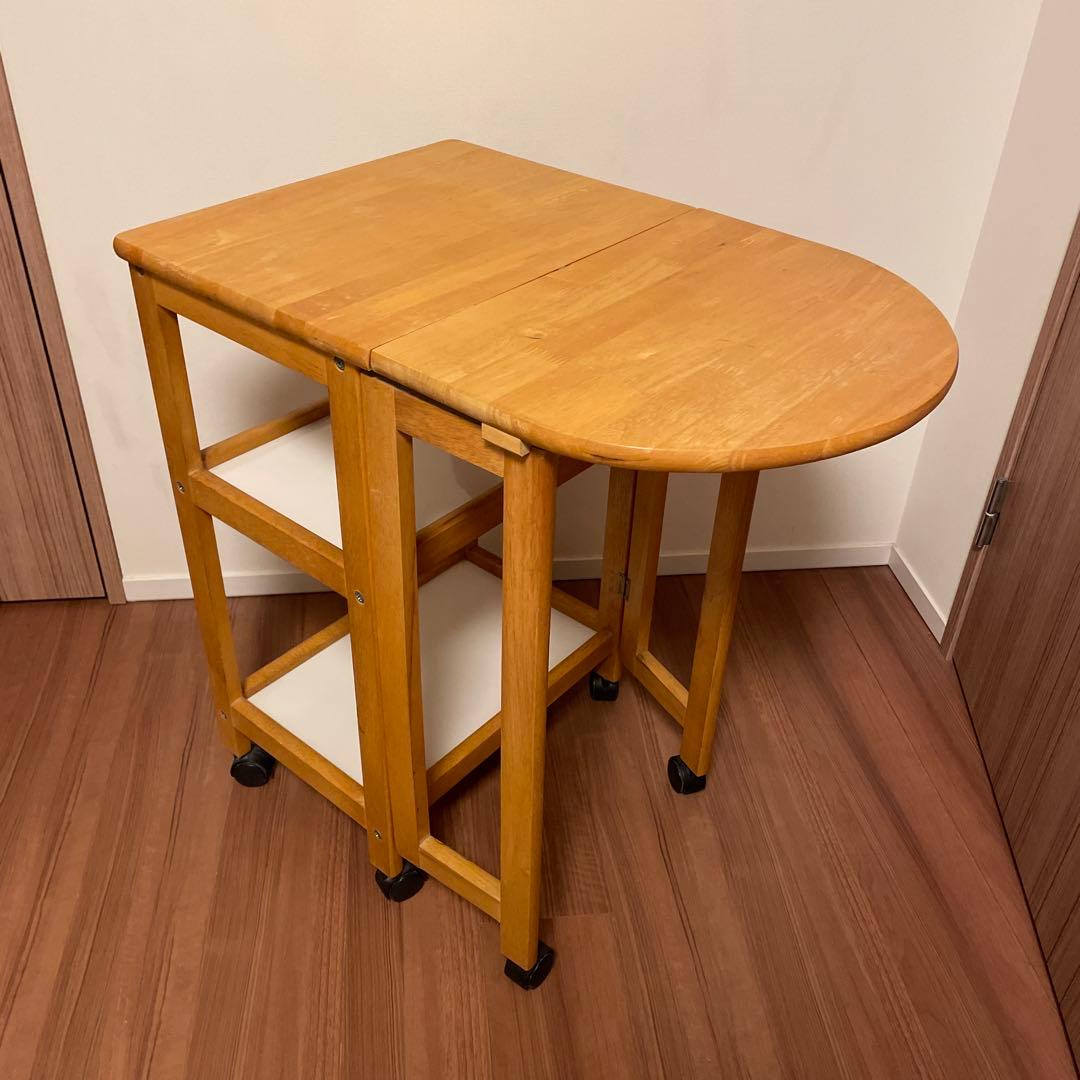 ✨土日セール✨ニトリ　木製キッチンワゴン キャスター付き