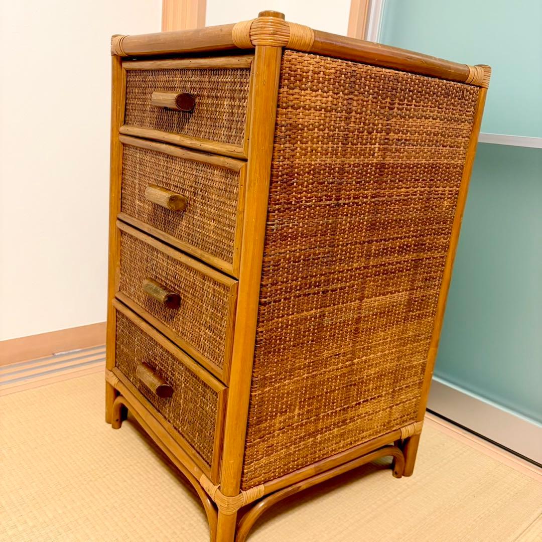 【美品】ラタンチェスト ４段 藤家具 高品質 ラタン チェスト