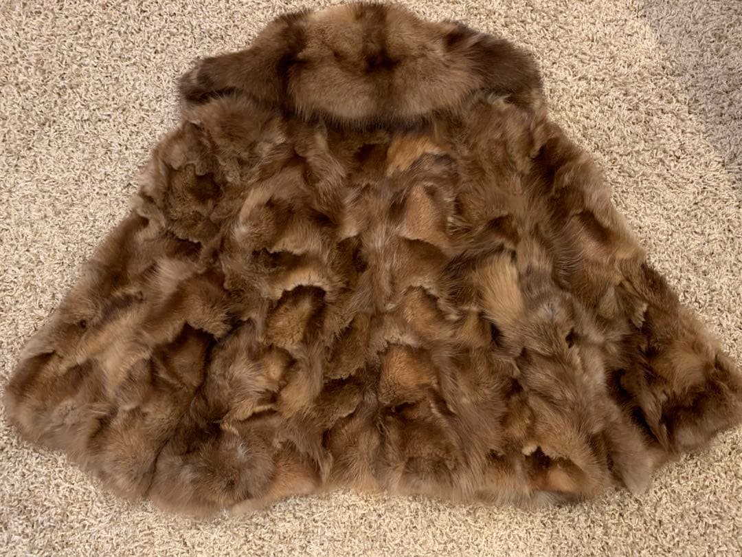 ミンク　毛皮　ショートコート　半袖 茶色　ボレロ風