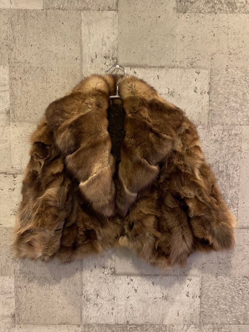 ミンク　毛皮　ショートコート　半袖 茶色　ボレロ風