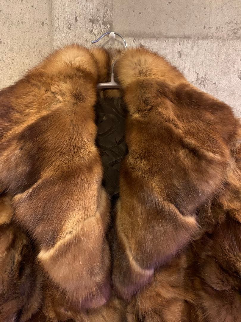 ミンク　毛皮　ショートコート　半袖 茶色　ボレロ風