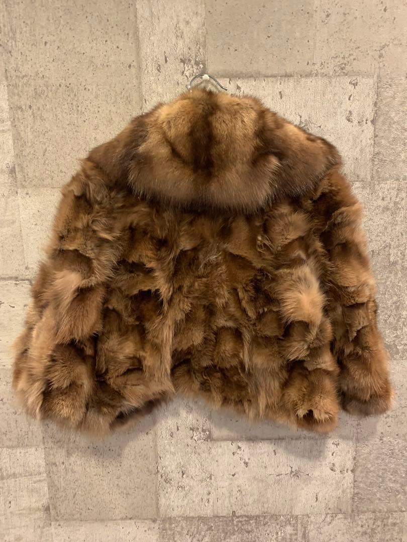ミンク　毛皮　ショートコート　半袖 茶色　ボレロ風