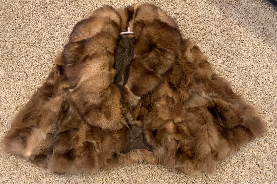 ミンク　毛皮　ショートコート　半袖 茶色　ボレロ風