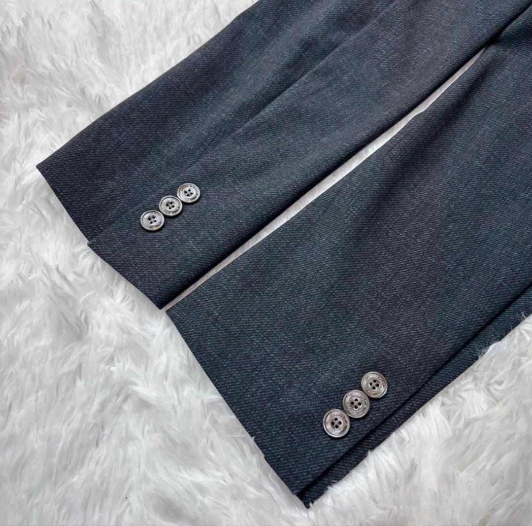 極美品✨エポカウォモ デニム調 テーラードジャケット アンコン ストレッチ紺