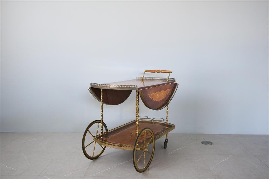 フランスアンティークドロップリーフキッチンワゴン/トロリーテーブル(88-192