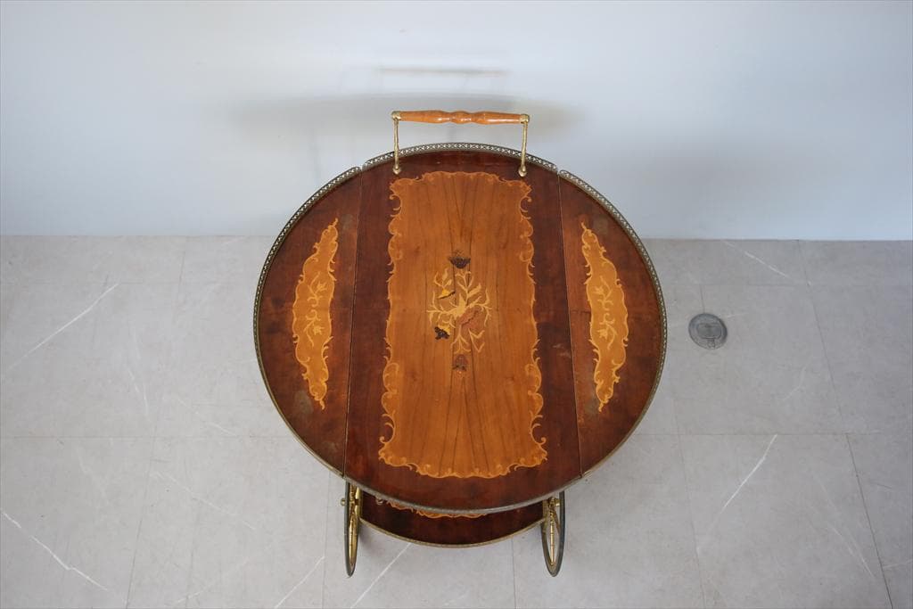 フランスアンティークドロップリーフキッチンワゴン/トロリーテーブル(88-192