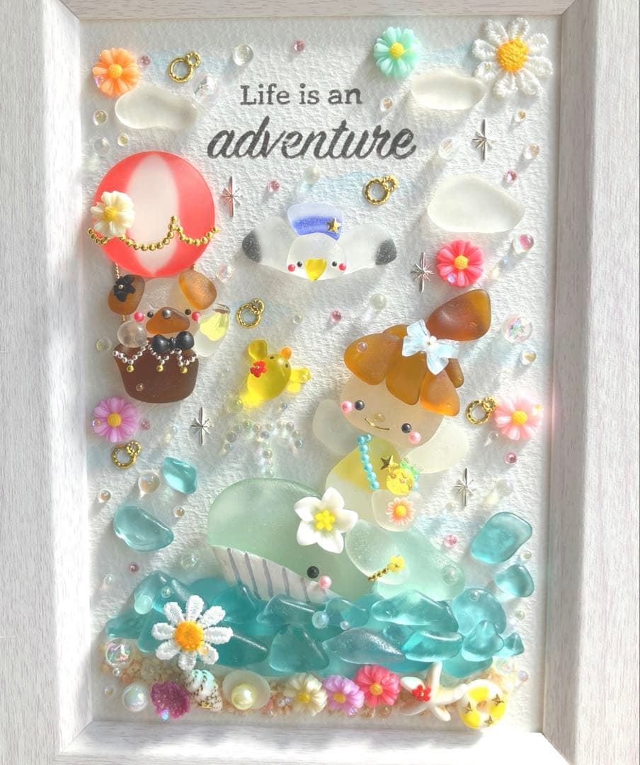シーグラスアート（チャコちゃんとクジラちゃん〜夏〜）専用ページです☆