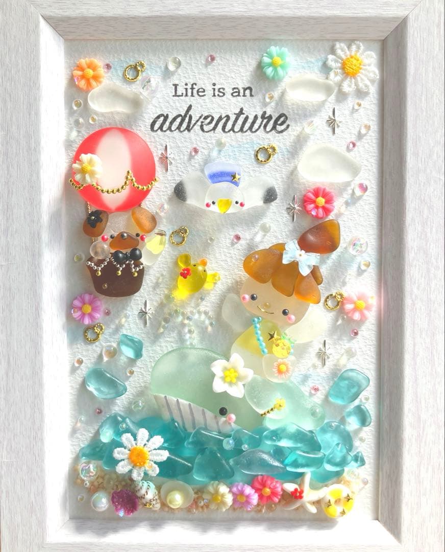 シーグラスアート（チャコちゃんとクジラちゃん〜夏〜）専用ページです☆