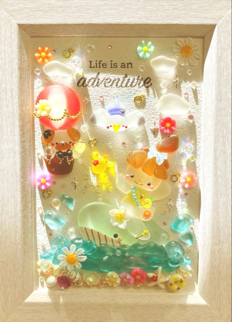 シーグラスアート（チャコちゃんとクジラちゃん〜夏〜）専用ページです☆