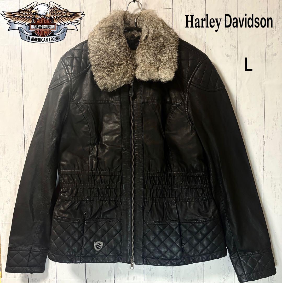 Harley Davidson ブラックレザージャケット L
