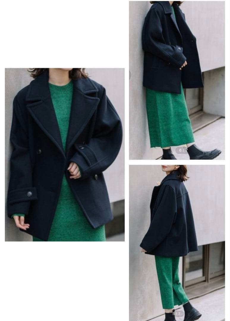 美品✨ミューニック　22AW 5.2万　メルトンPコート　紺