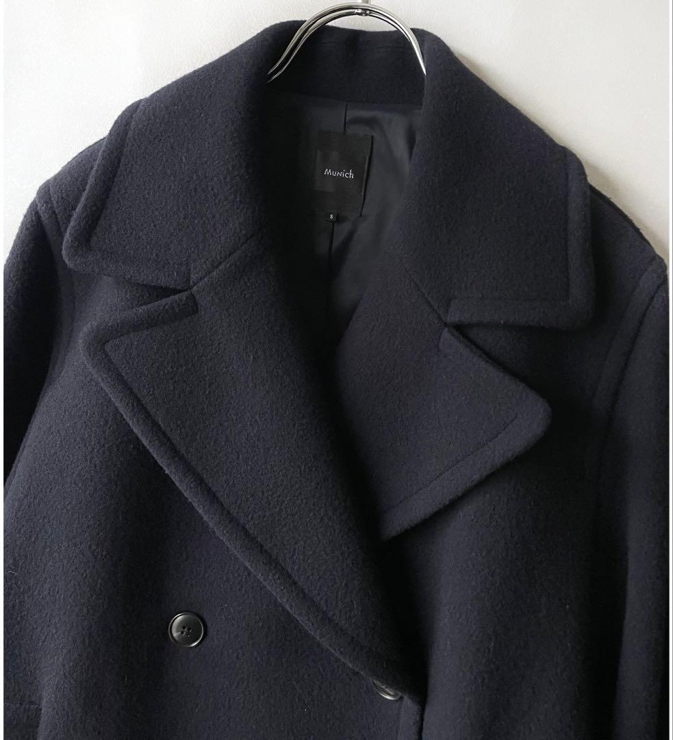 美品✨ミューニック　22AW 5.2万　メルトンPコート　紺