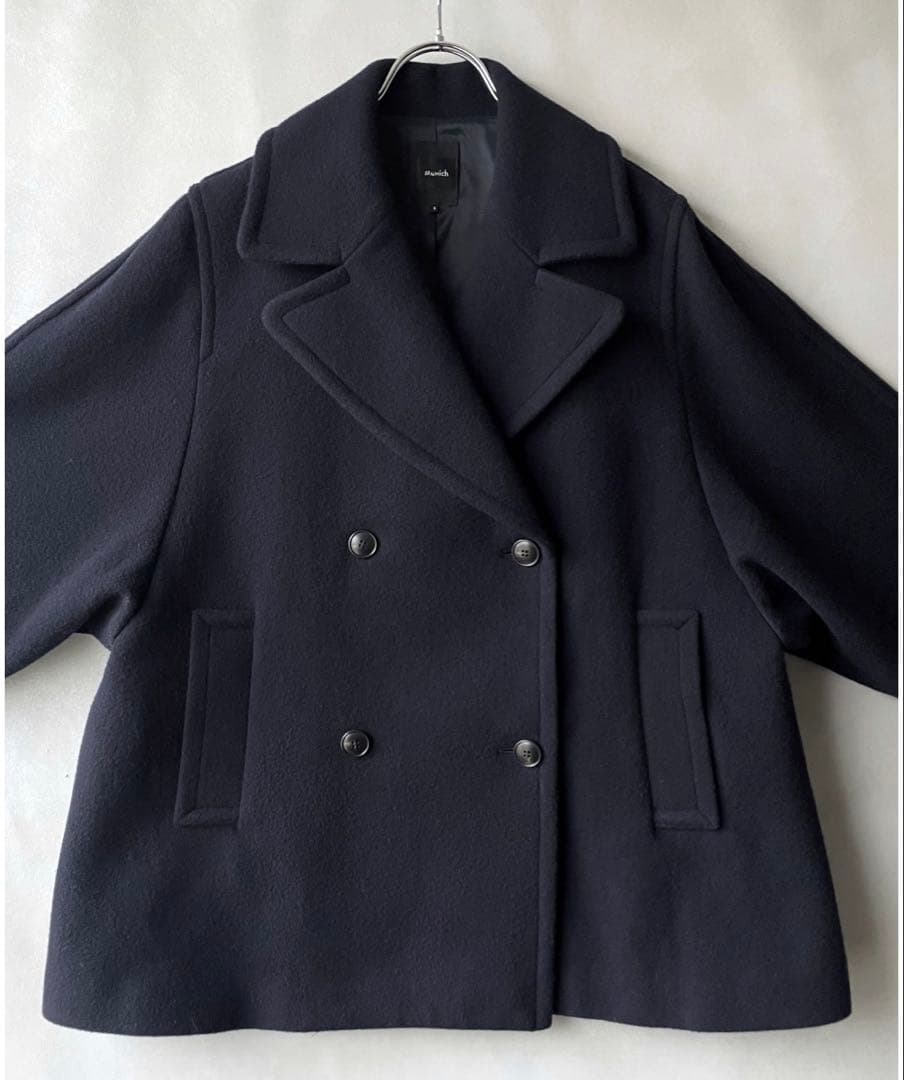 美品✨ミューニック　22AW 5.2万　メルトンPコート　紺