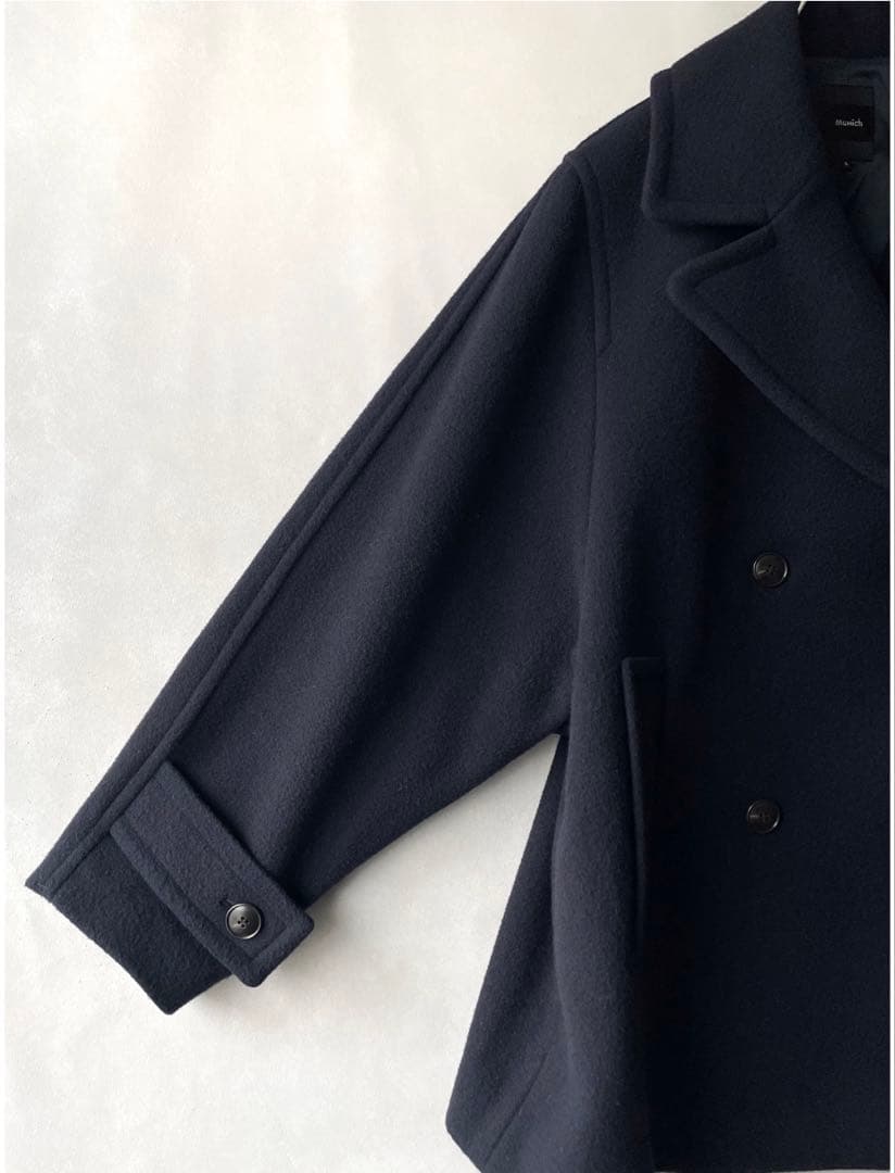 美品✨ミューニック　22AW 5.2万　メルトンPコート　紺