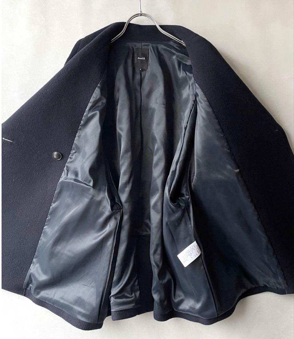 美品✨ミューニック　22AW 5.2万　メルトンPコート　紺