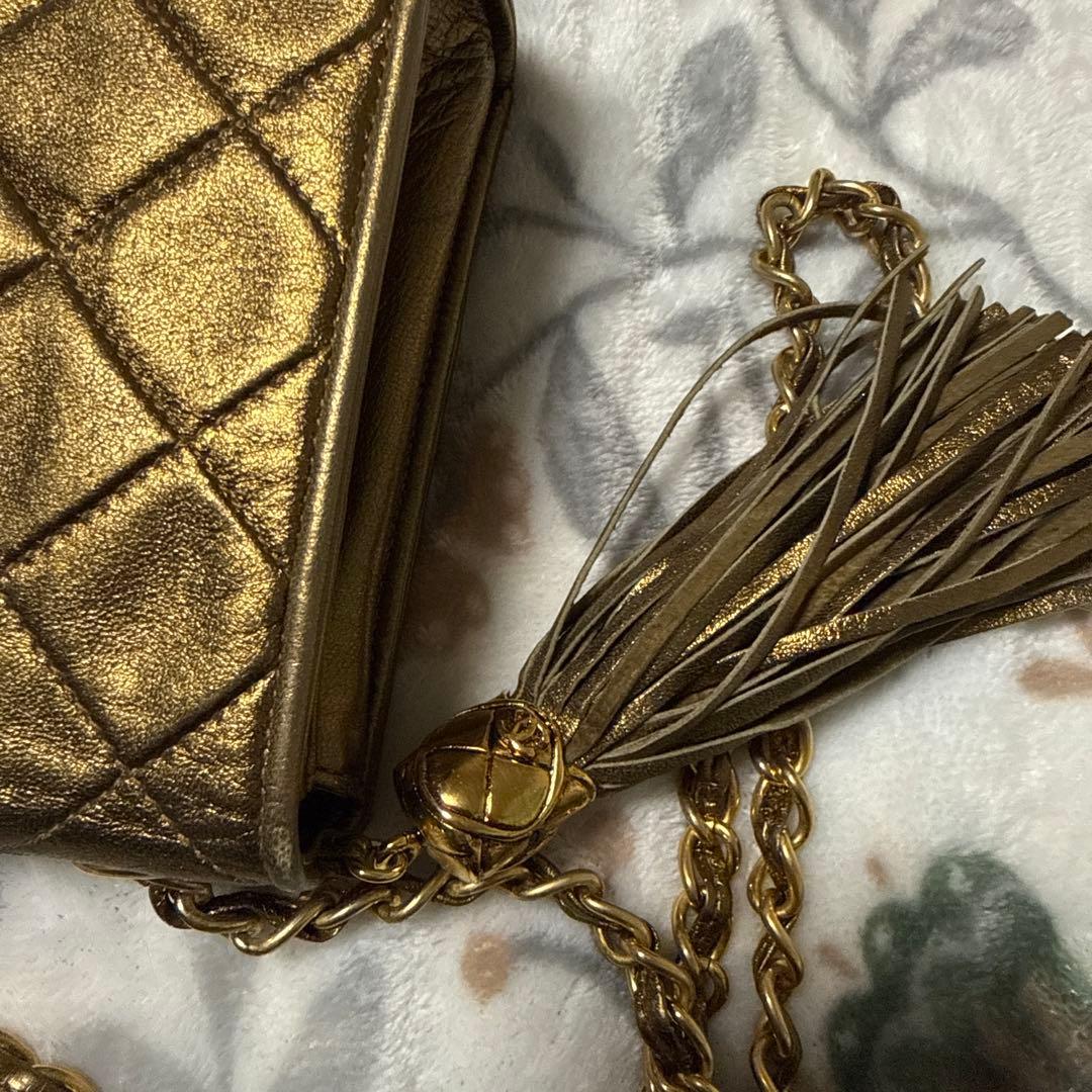 バッグ CHANEL Vintage Gold Leather Flap Bag