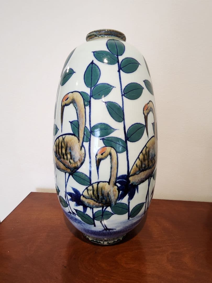 壺　花瓶　鶴　鳥　インテリア　オブジェ　骨董品　アンティーク　ヴィンテージ