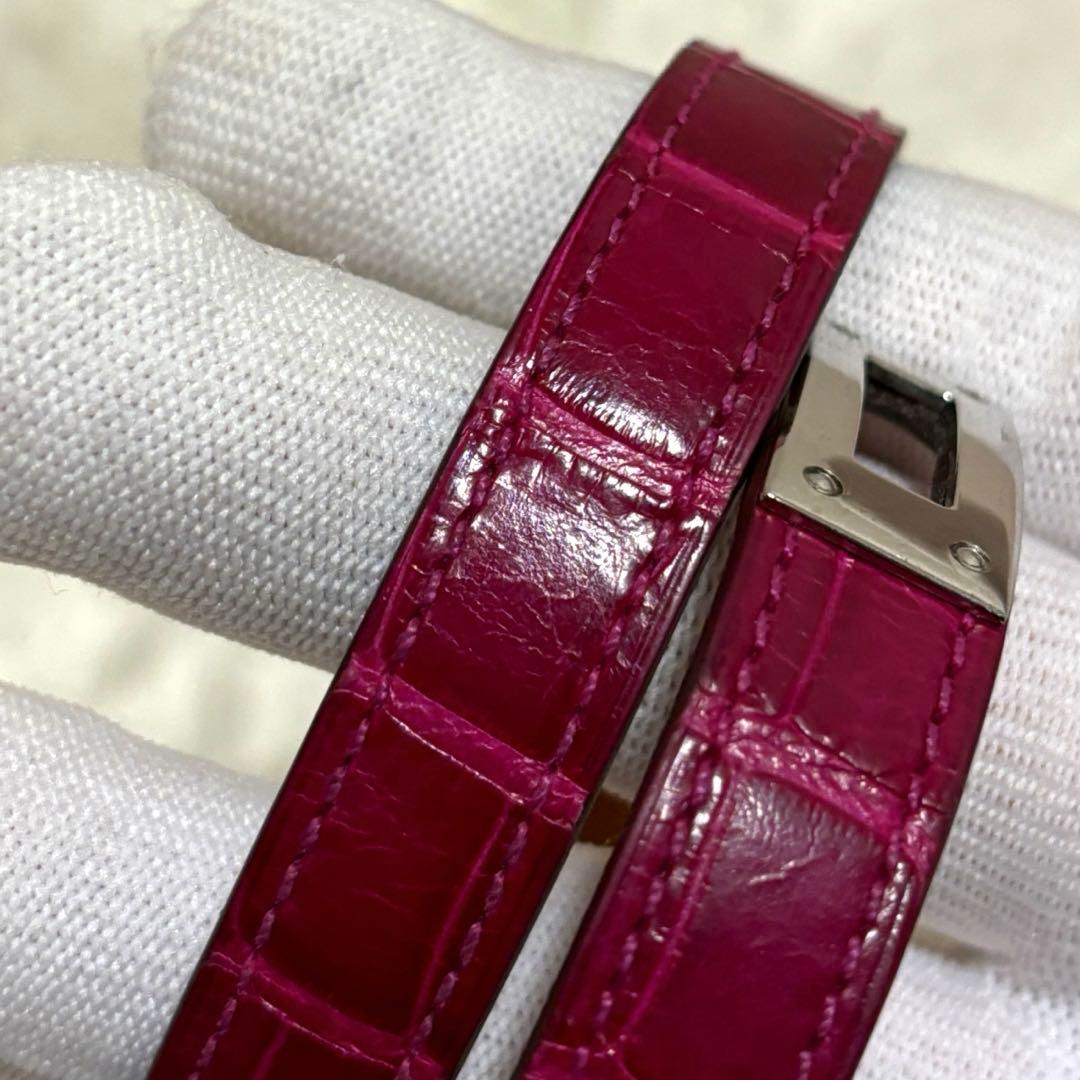 極美品✨HERMES シャイニングクロコ　ケリー　バングル　ピンク
