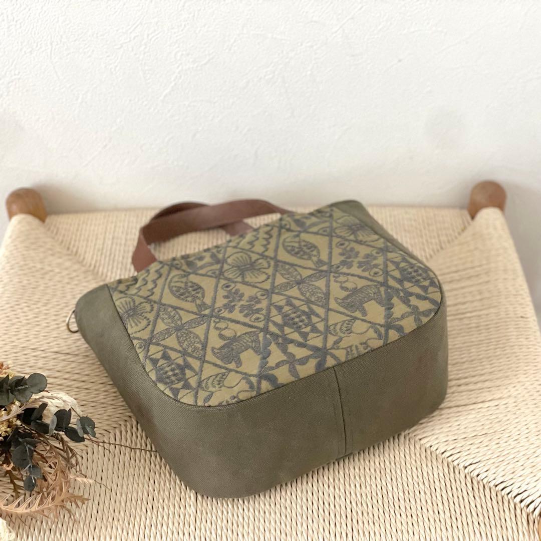 ⚮̈ミナペルホネン　symphony khaki まるっこかくれんぼトート
