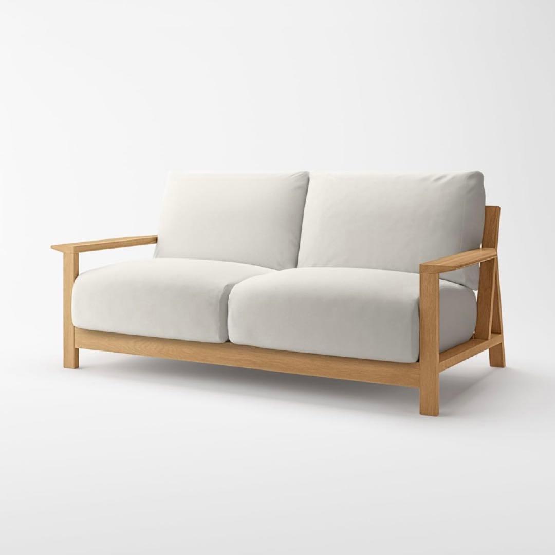 無印良品　フェザーポケットコイル　木製ソファ