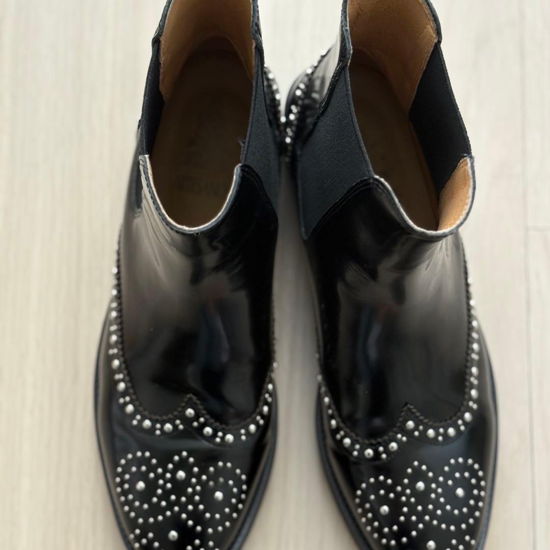 アルテサノス　スペイン　スタッズサイドゴアブーツ　黒　38