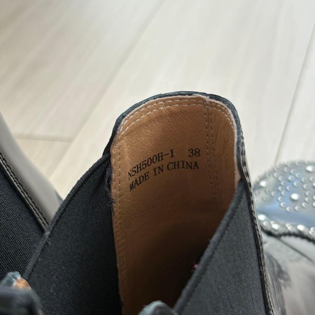 アルテサノス　スペイン　スタッズサイドゴアブーツ　黒　38