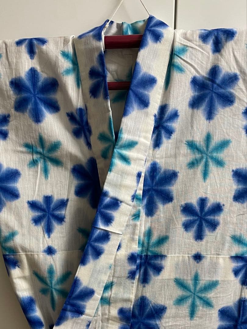 雪花絞り　浴衣　ブルー系