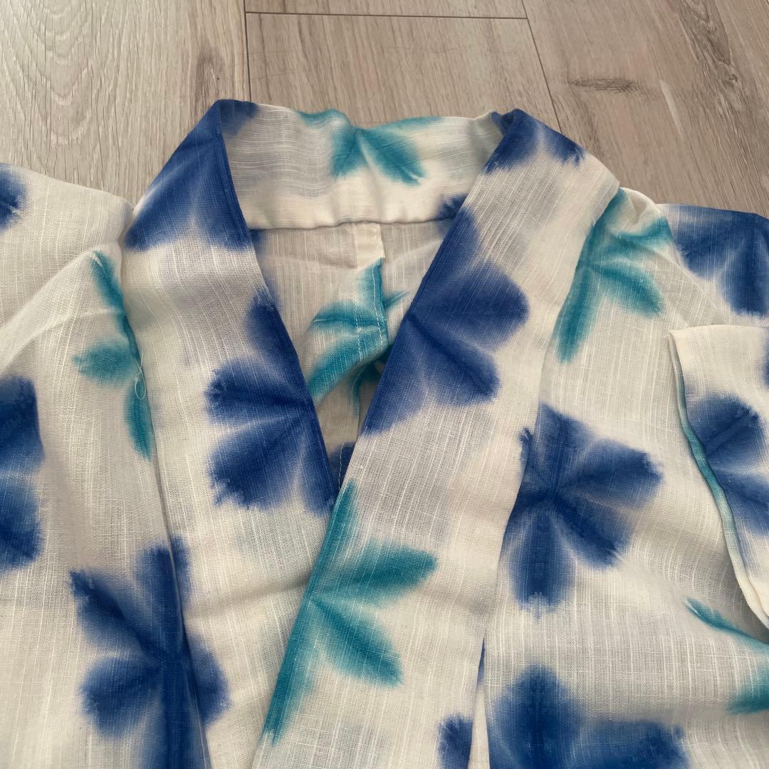 雪花絞り　浴衣　ブルー系