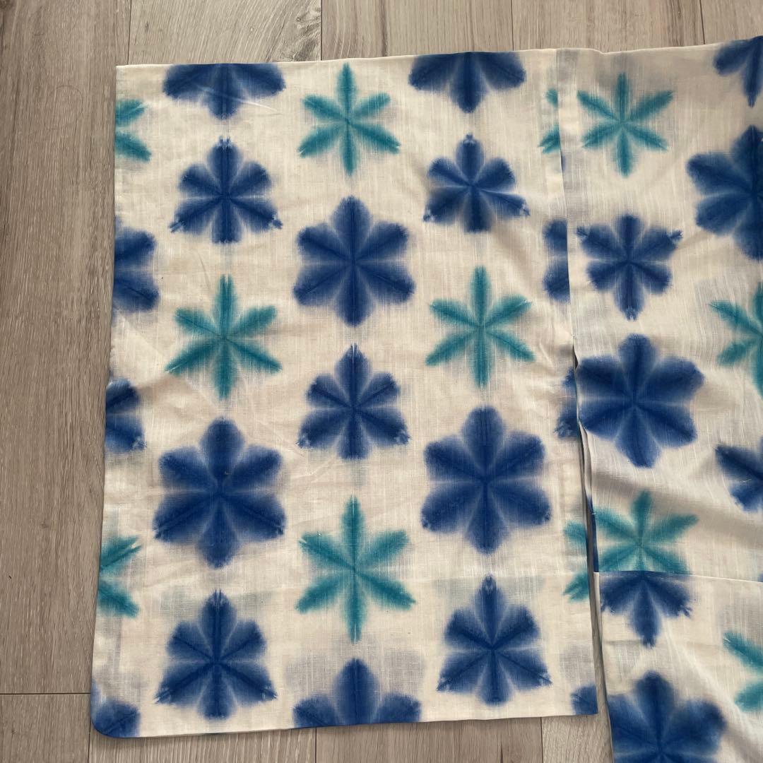 雪花絞り　浴衣　ブルー系