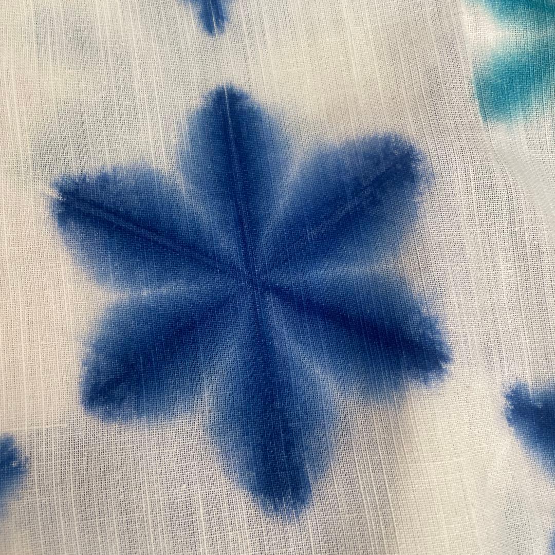 雪花絞り　浴衣　ブルー系