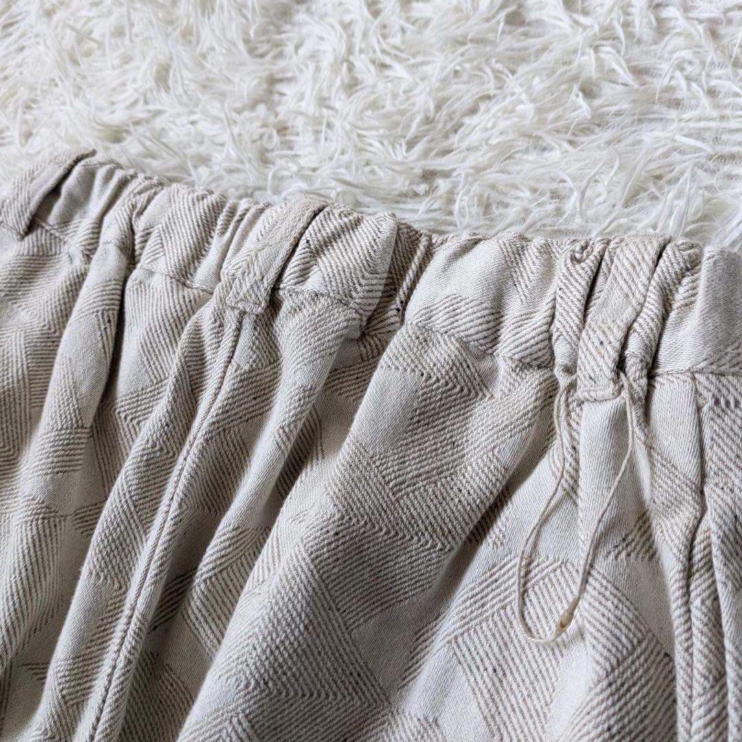 tumugu:/ツムグ　幾何学柄ジャガードパンツ　キナリ　播州織　Free