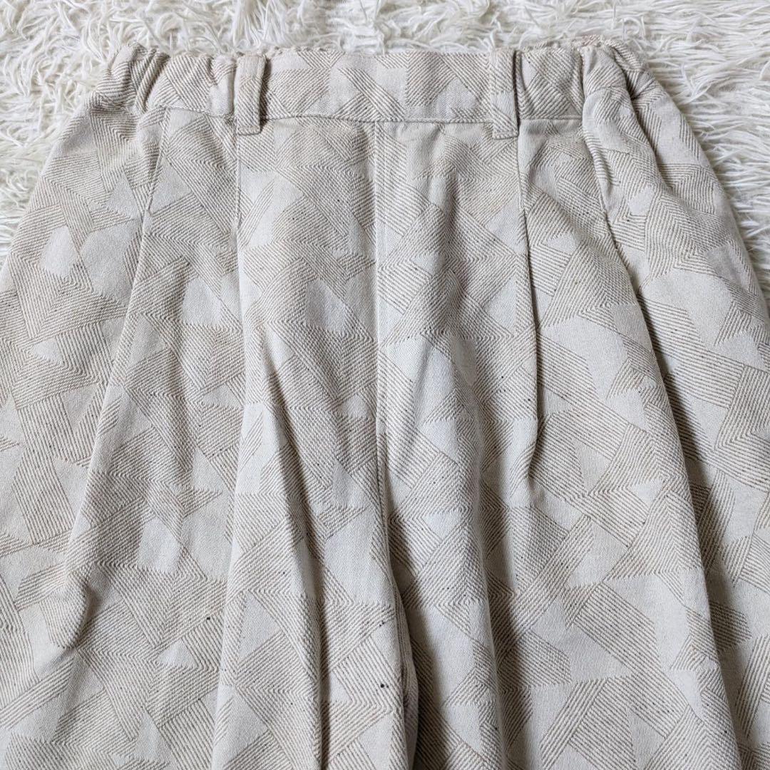 tumugu:/ツムグ　幾何学柄ジャガードパンツ　キナリ　播州織　Free