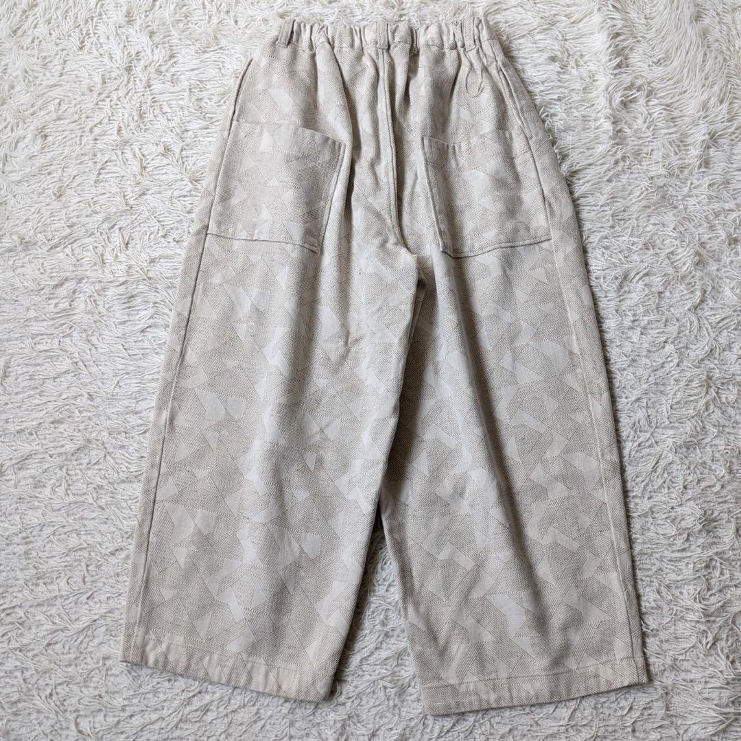 tumugu:/ツムグ　幾何学柄ジャガードパンツ　キナリ　播州織　Free