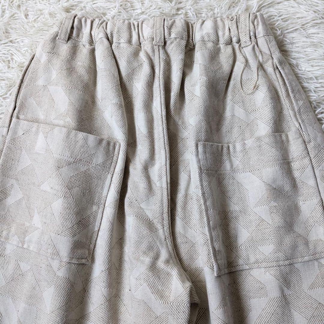 tumugu:/ツムグ　幾何学柄ジャガードパンツ　キナリ　播州織　Free