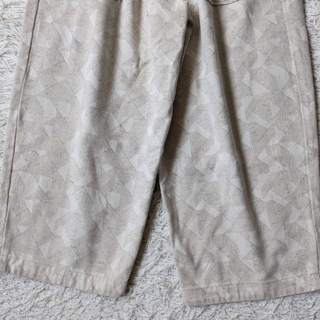tumugu:/ツムグ　幾何学柄ジャガードパンツ　キナリ　播州織　Free
