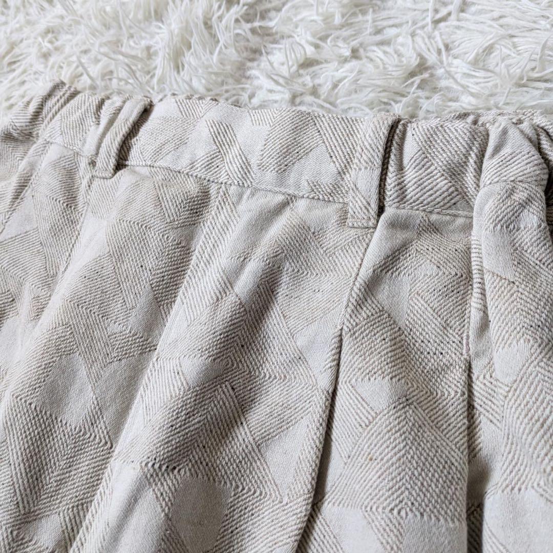 tumugu:/ツムグ　幾何学柄ジャガードパンツ　キナリ　播州織　Free