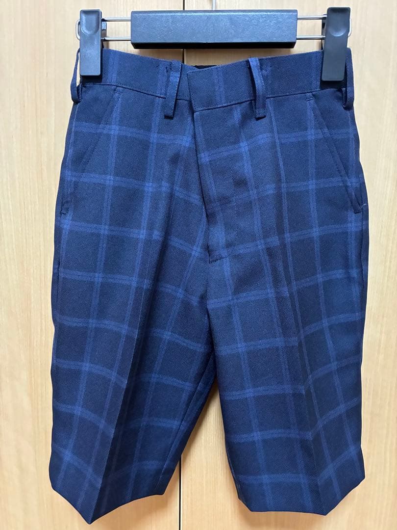 キッズ フォーマルスーツ ネイビー チェック120センチ　美品　7点セット