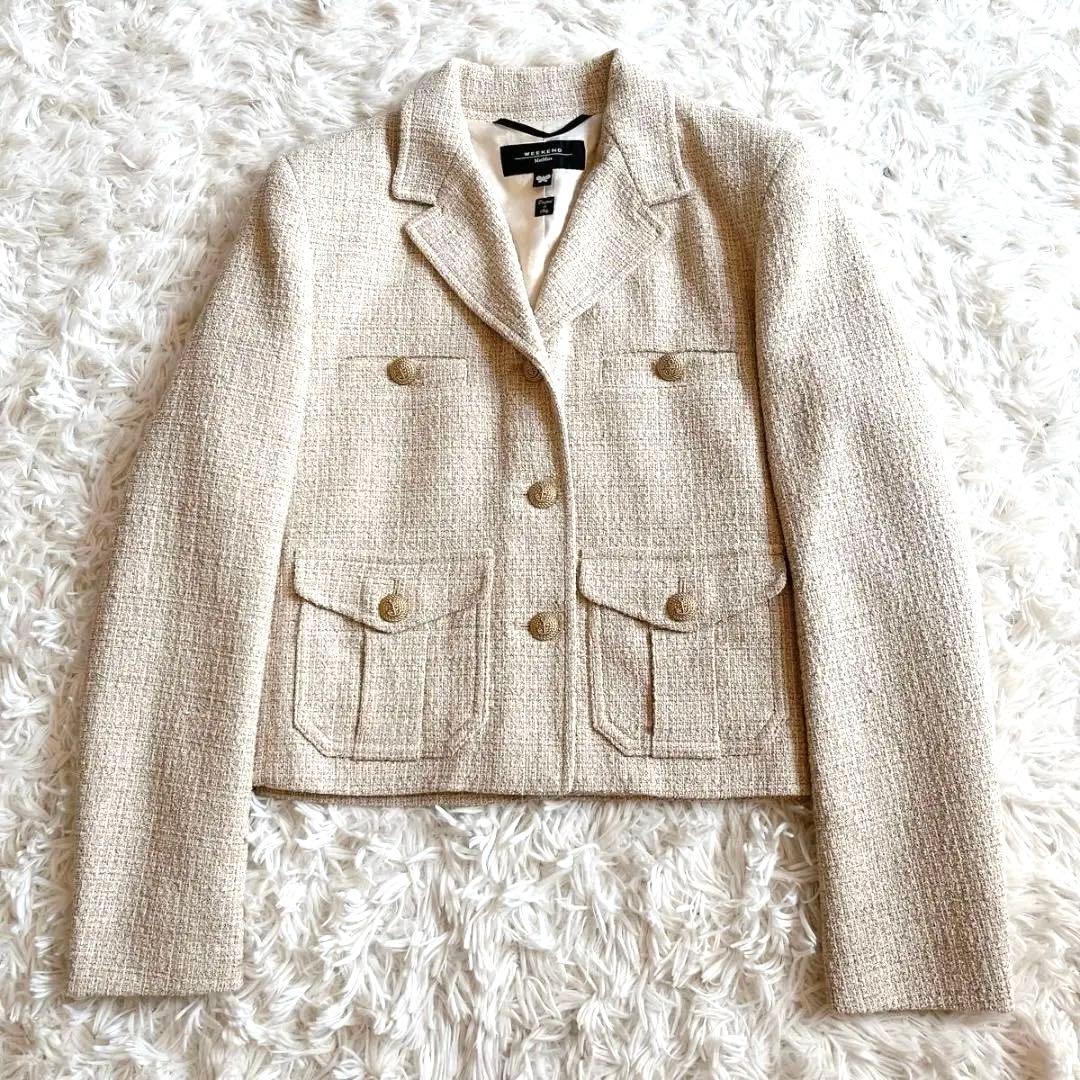 現行＊極美品【マックスマーラ】テーラードジャケット　ツイード　金ボタン 36