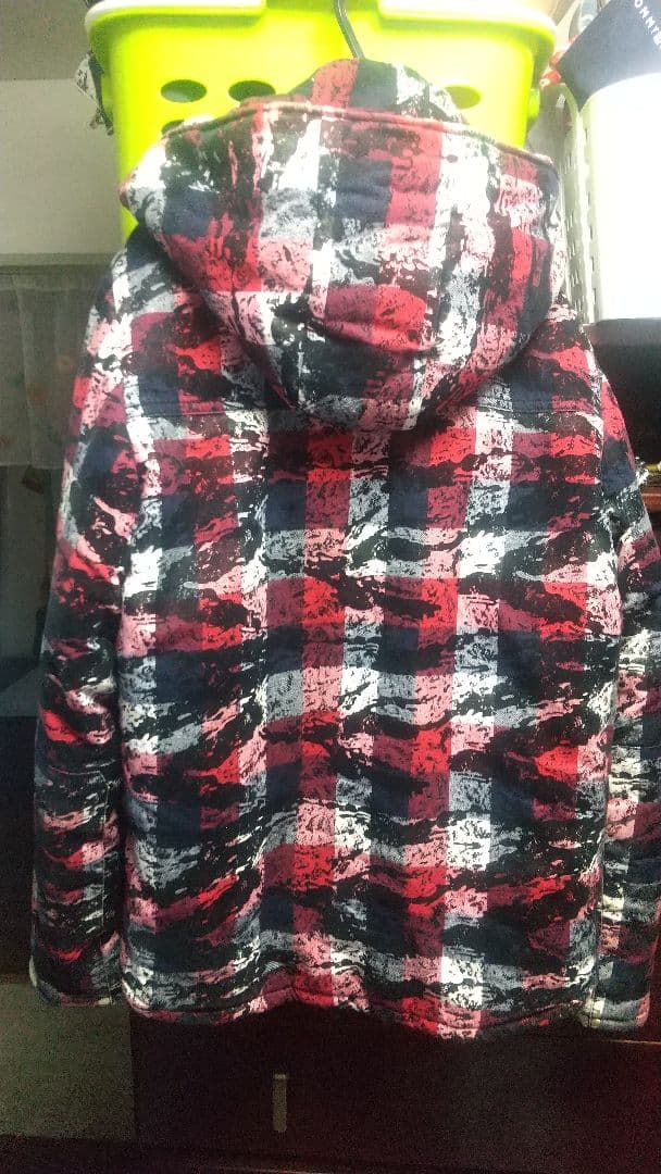 激レア山本kid着用ファイブオーチェック柄ダウンジャケット フード付き